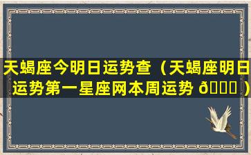 天蝎座今明日运势查（天蝎座明日运势第一星座网本周运势 🐕 ）